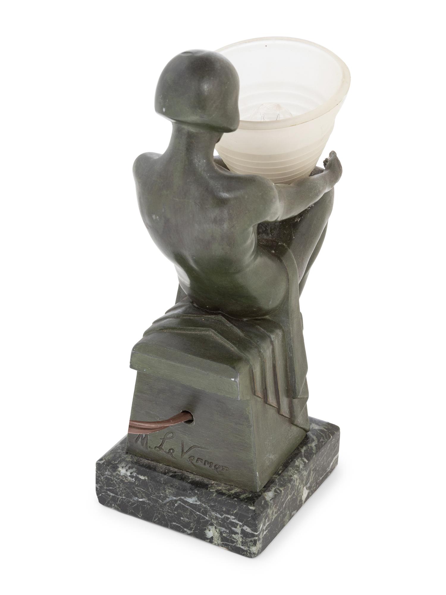An Art Deco Figural Lamp After Max Le Verrier