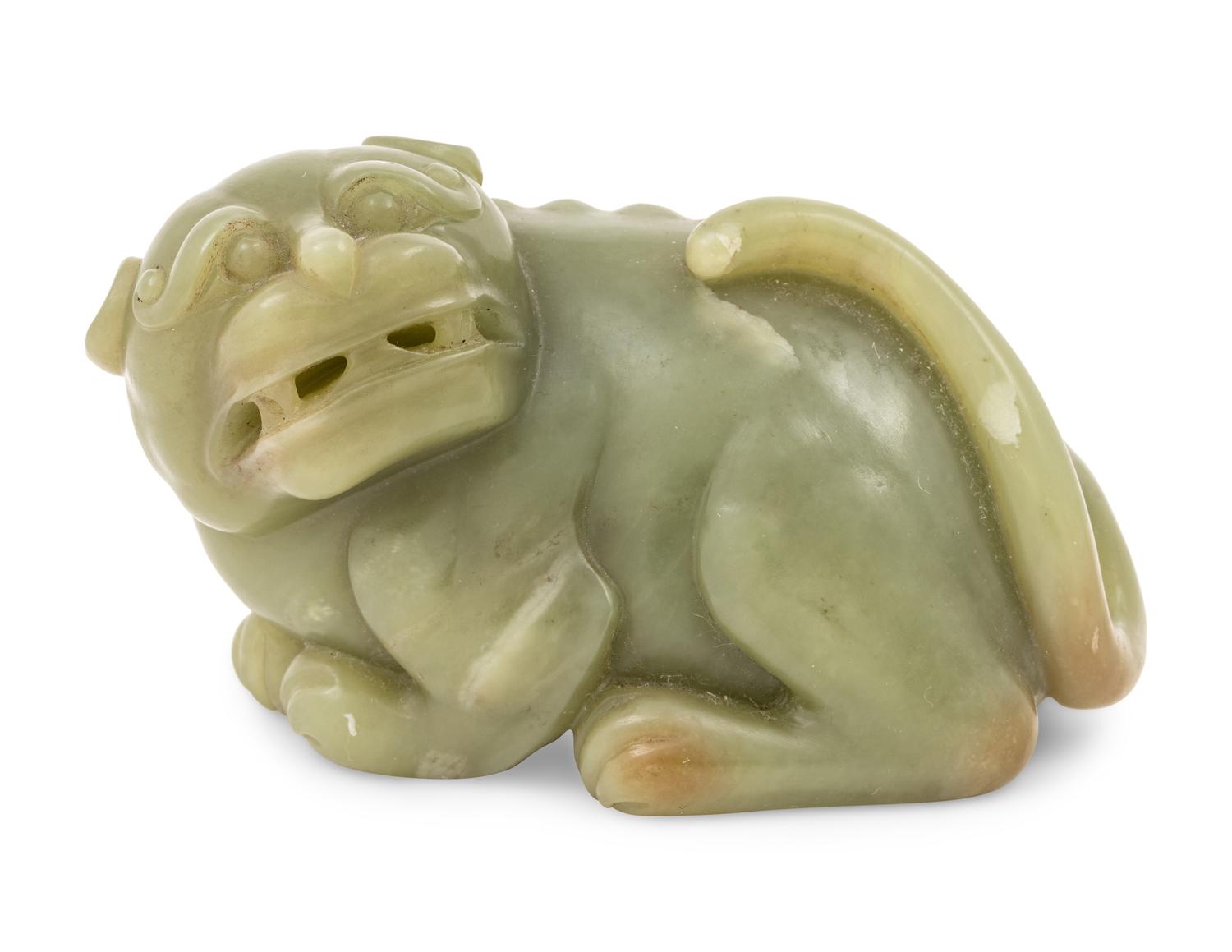 A Chinese Green Jade Figure of a Mythical Beast — 20TH CENTURY