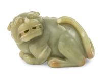 A Chinese Green Jade Figure of a Mythical Beast — 20TH CENTURY
