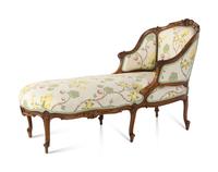 A Louis XV Style Walnut Chaise Longue