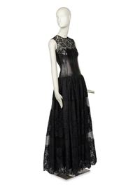 Valentino Gown in Black Leather and Lace, 2012
