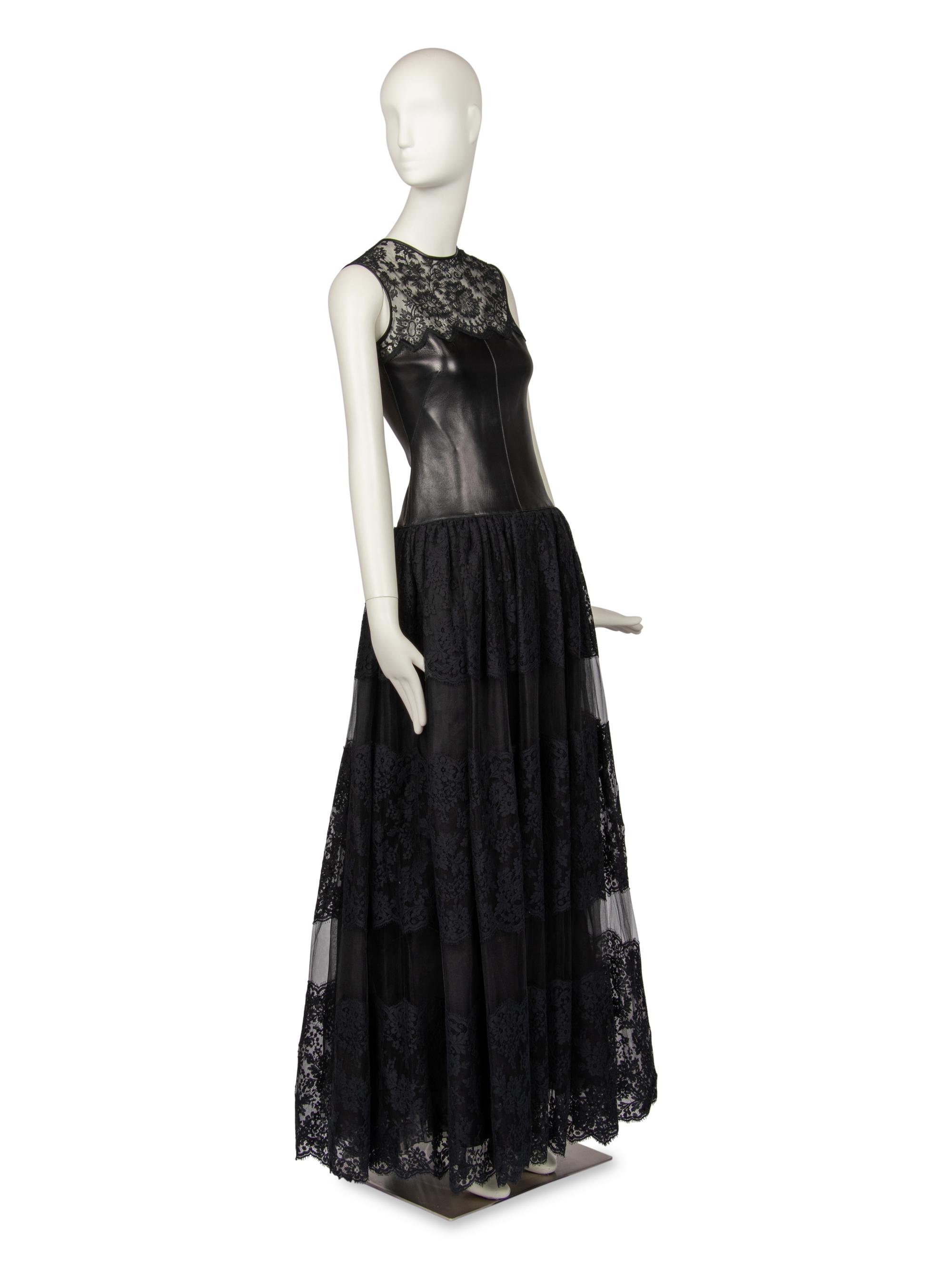 Valentino Gown in Black Leather and Lace, 2012