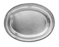 A William IV Silver Meat Platter, Paul Storr, London, 1832, retailed by Storr & Mortimer, London, of oval form with an engraved coat of