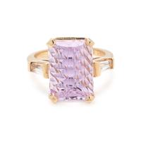 KUNZITE AND DIAMOND SIMULANT RING