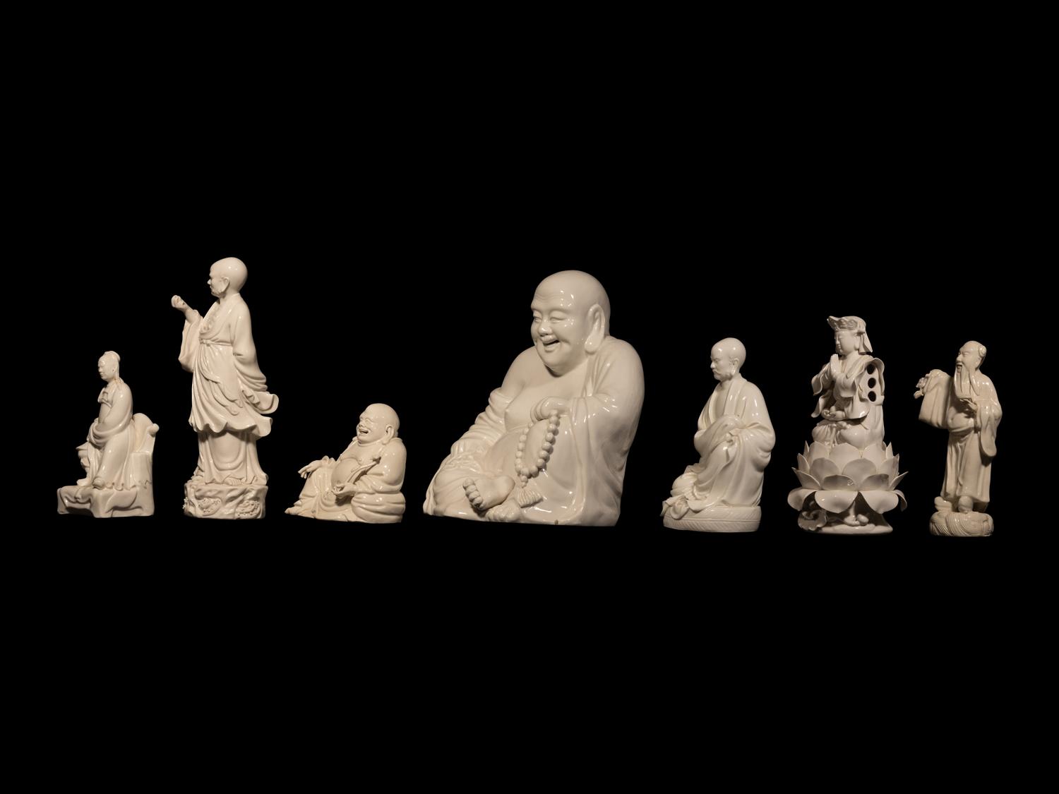 Seven Chinese Blanc-de-Chine Porcelain Immortal Figures