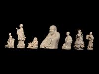 Seven Chinese Blanc-de-Chine Porcelain Immortal Figures