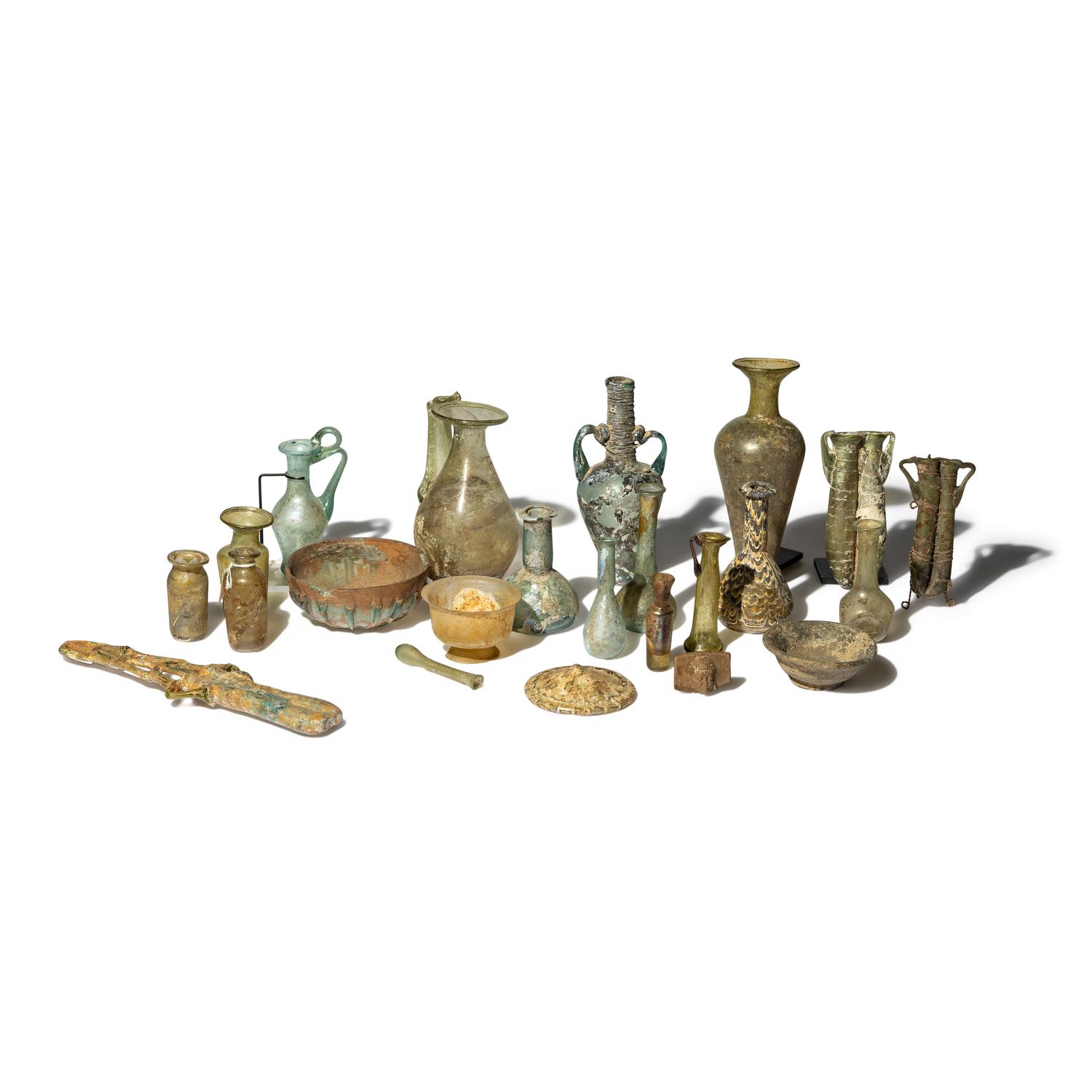 23 Roman Glass Vessels and Fragments