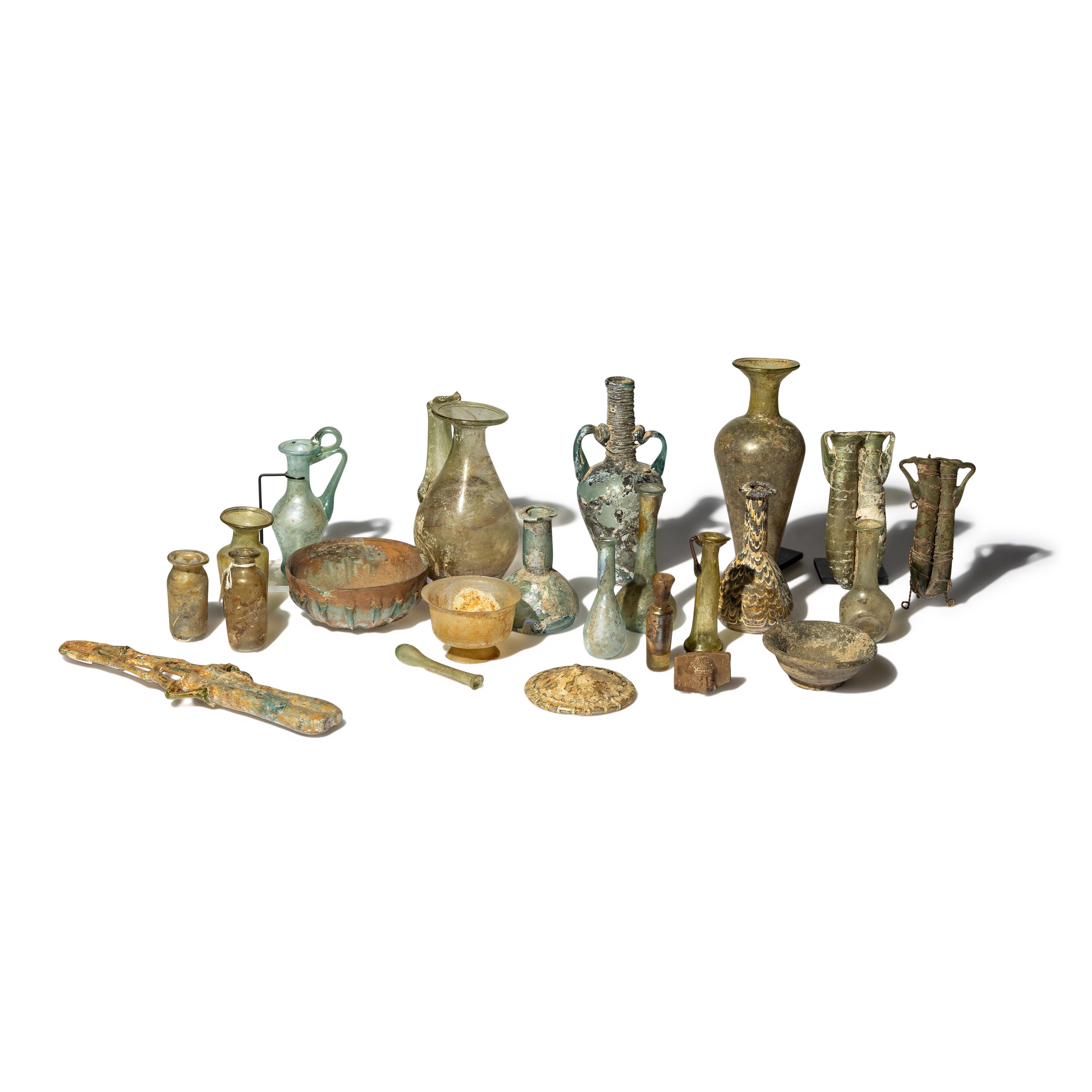 23 Roman Glass Vessels and Fragments