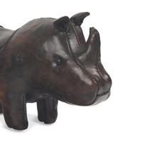 A Miniature Abercrombie & Fitch Leather Rhinoceros Footstool