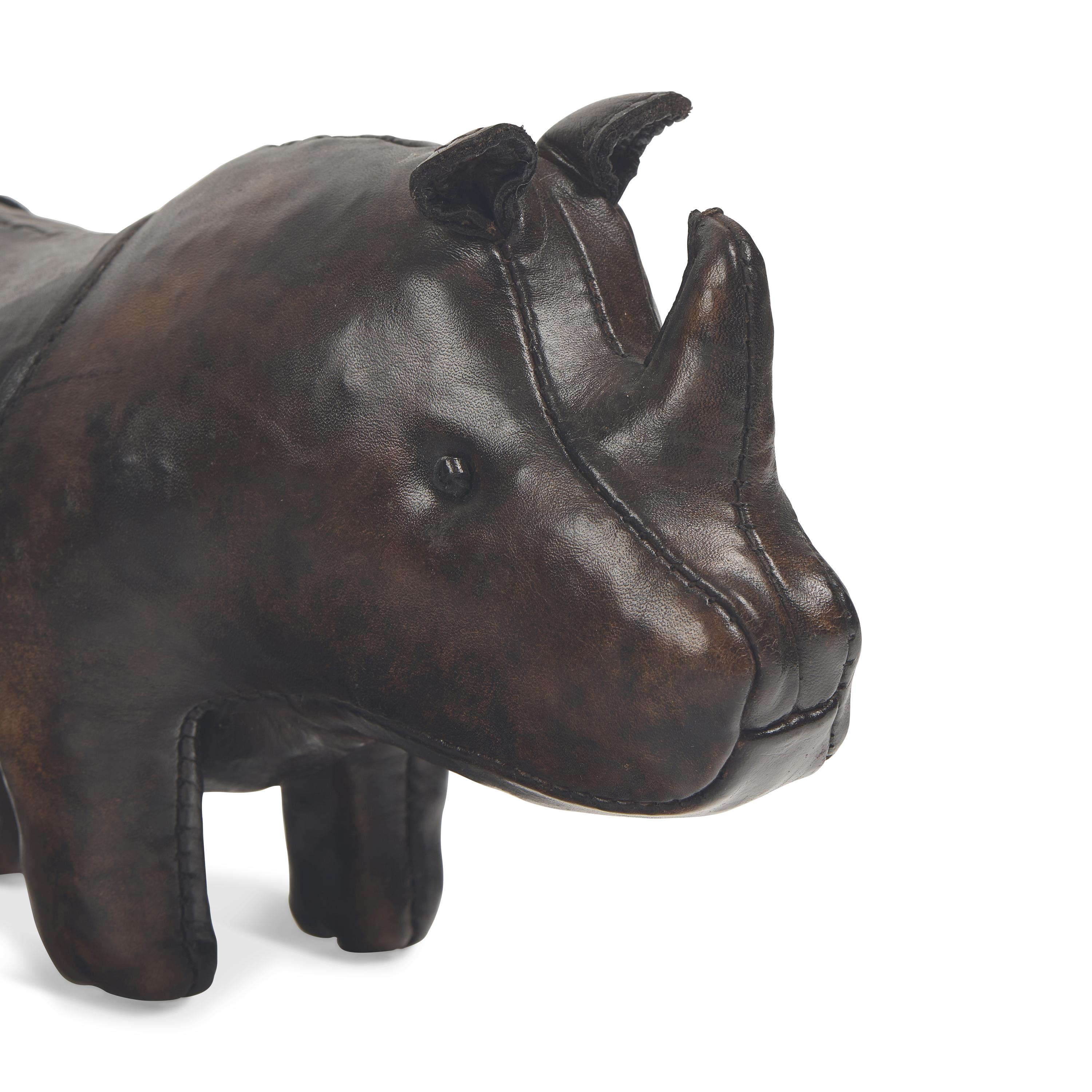A Miniature Abercrombie & Fitch Leather Rhinoceros Footstool