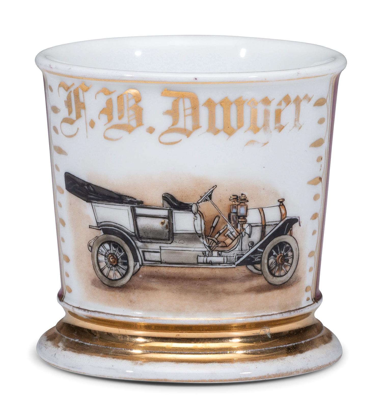 An Open Touring Car Porcelain Shaving Mug