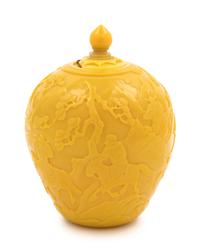 A Yellow Peking Glass Covered Jar