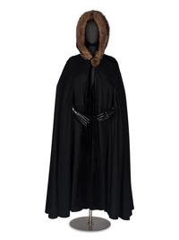 J. Mendel Cashmere Cape With Sable Fur Hood and Sheared Mink Lining