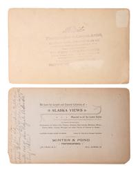 [NATIVE AMERICANS]. A group of 3 boudoir photographs of Chief Shakes Tlingit totem poles and house interior, Fort Wrangell, Alaska.
