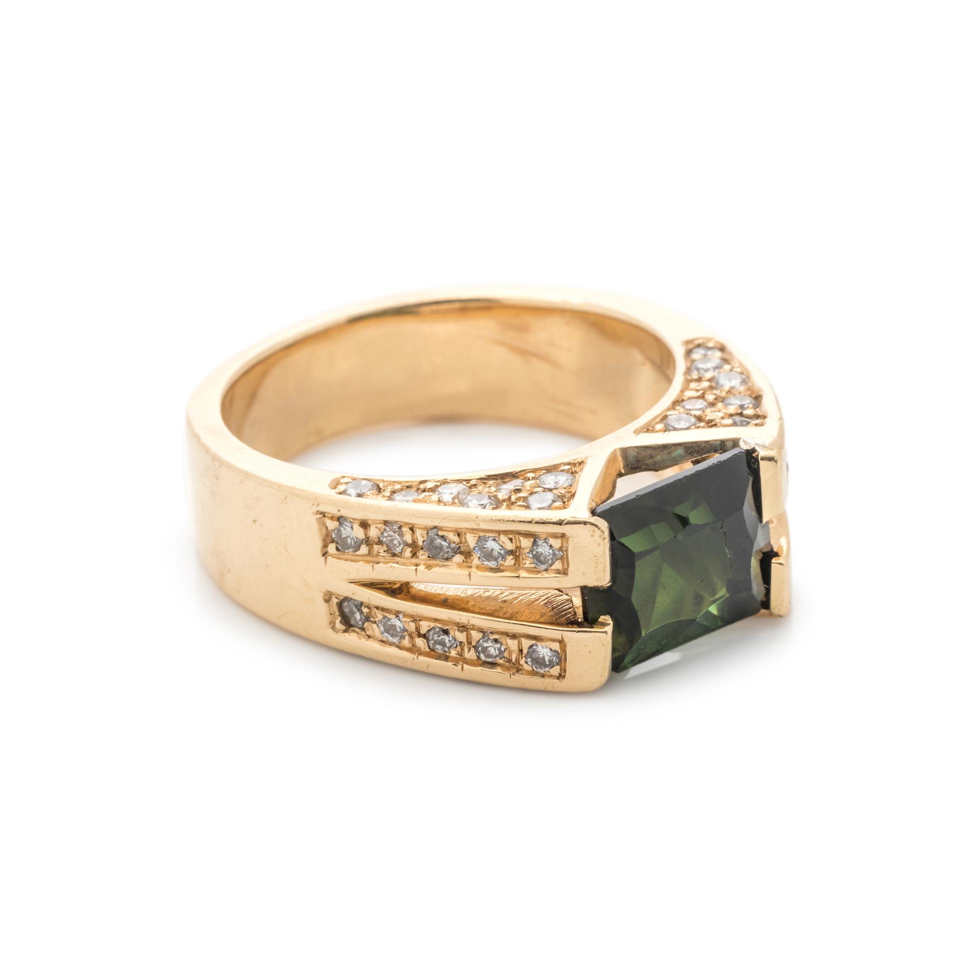 GREEN TOURMALINE AND DIAMOND RING
