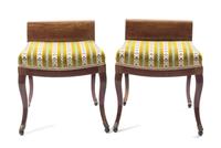 A Pair of Mahogany Biedermeier Stools Height 22 1/2 x width 19 x depth 20 1/2 inches. — CIRCA 1820