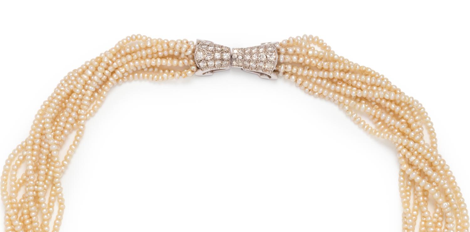 SEED PEARL AND DIAMOND TORSADE NECKLACE