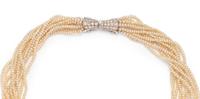 SEED PEARL AND DIAMOND TORSADE NECKLACE