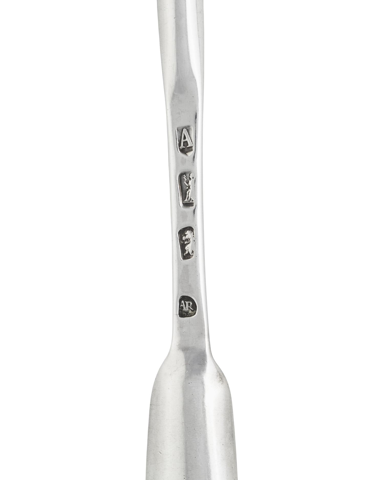 A Group of Six George I-III Sterling and Britannia Silver Marrow Scoops