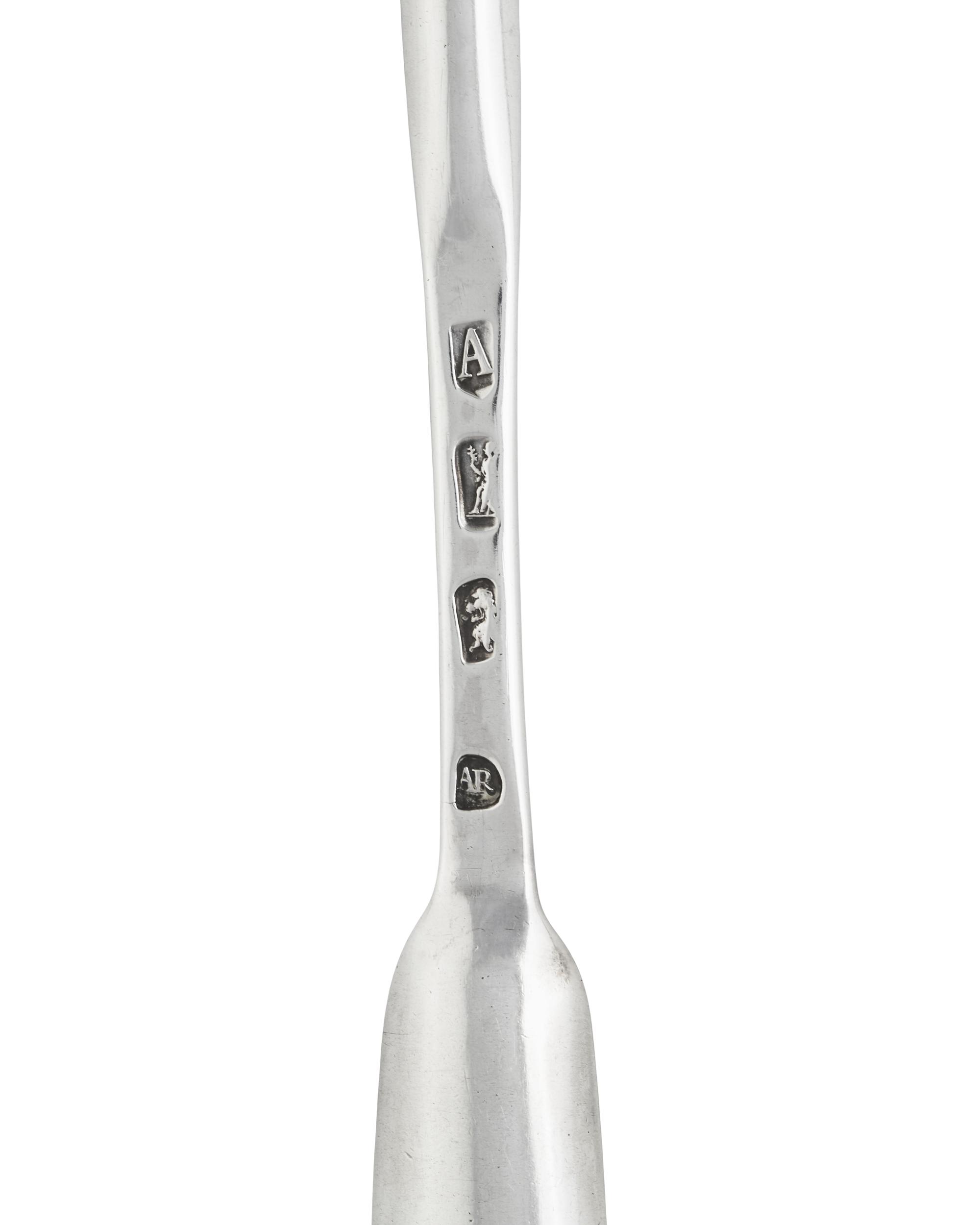 A Group of Six George I-III Sterling and Britannia Silver Marrow Scoops