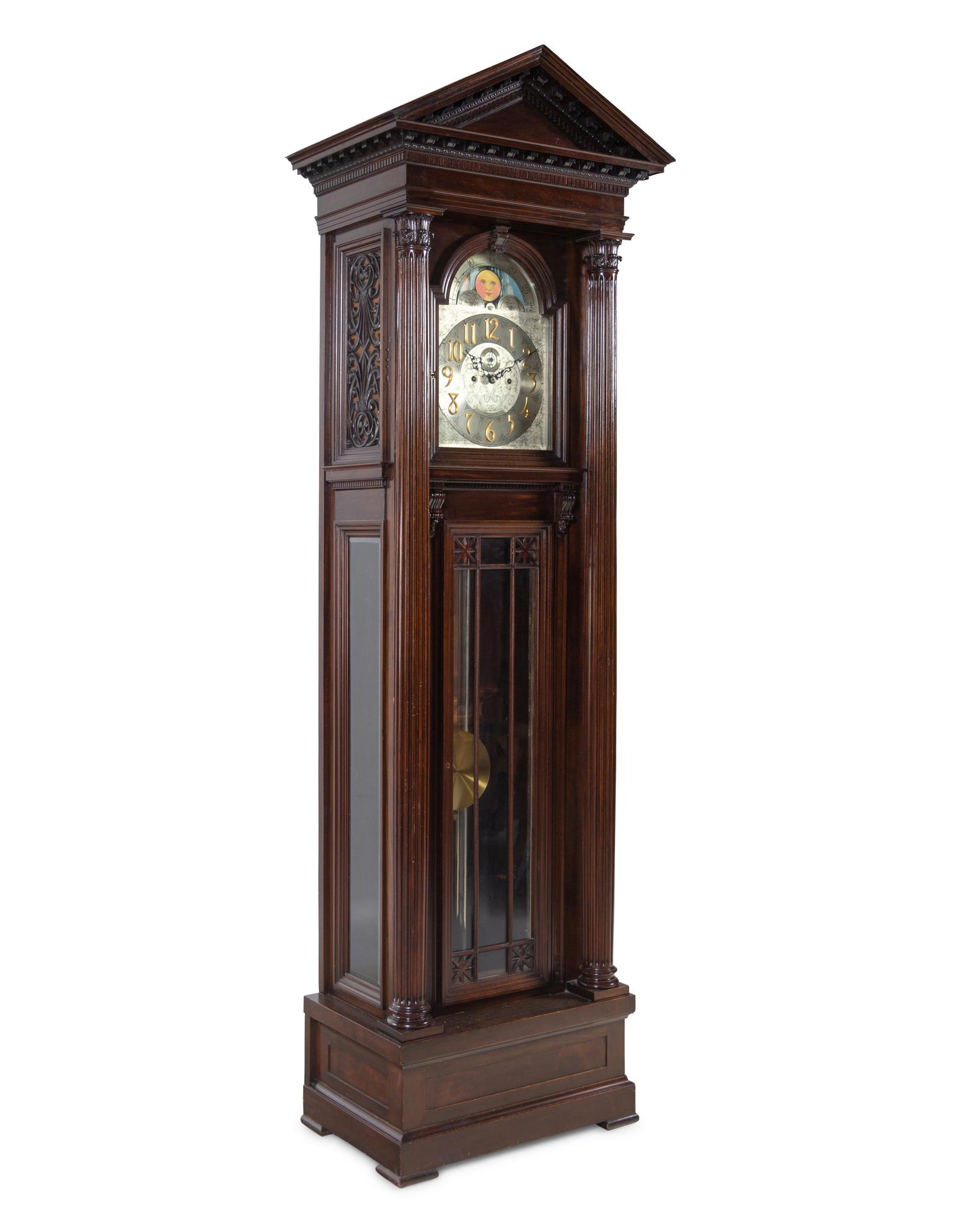 A Herschede Mahogany Five-Tube Tall Case Clock
