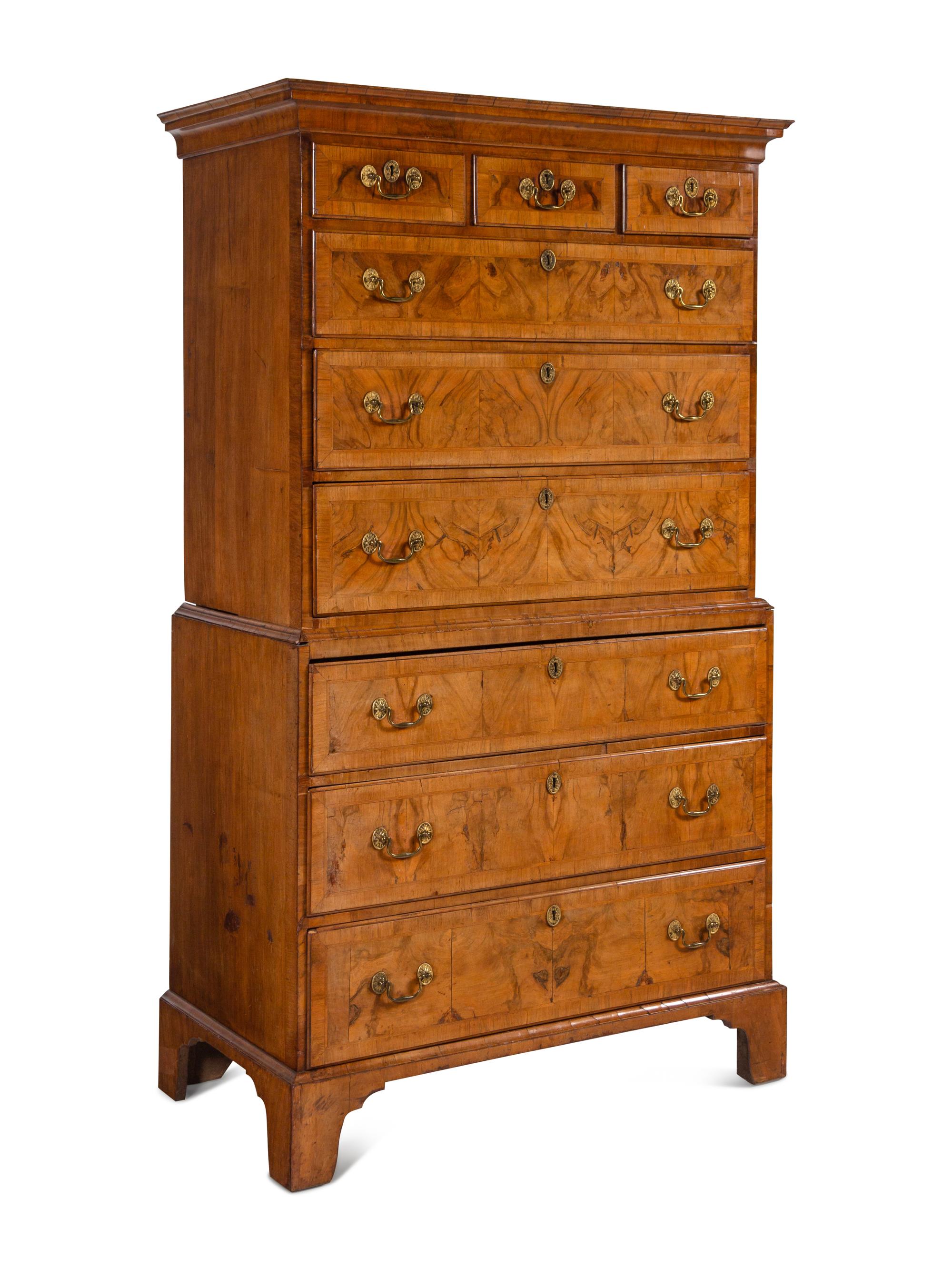 A George II Walnut Chest on Chest