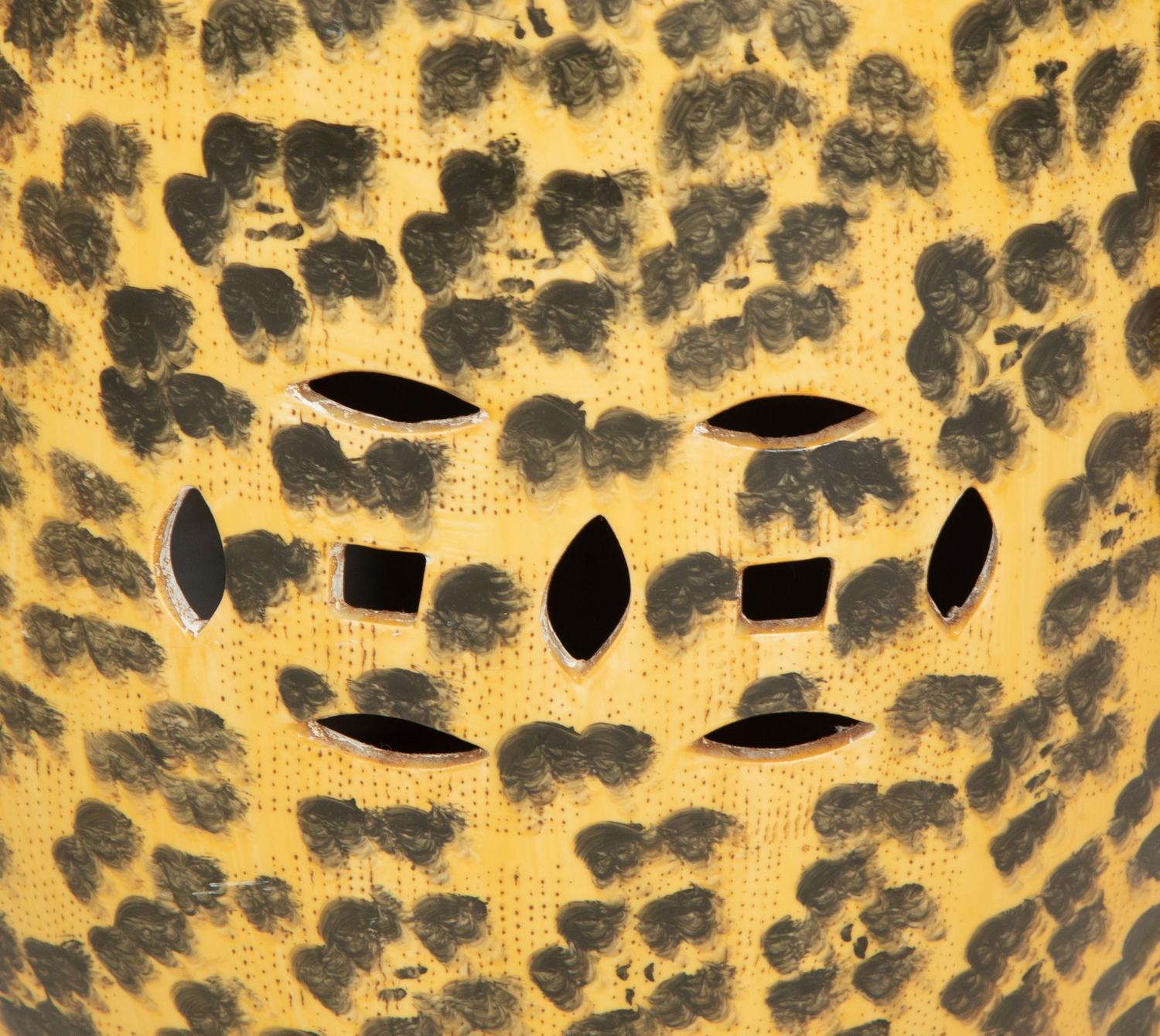 Four Leopard Print Glazed Ceramic Garden Seats