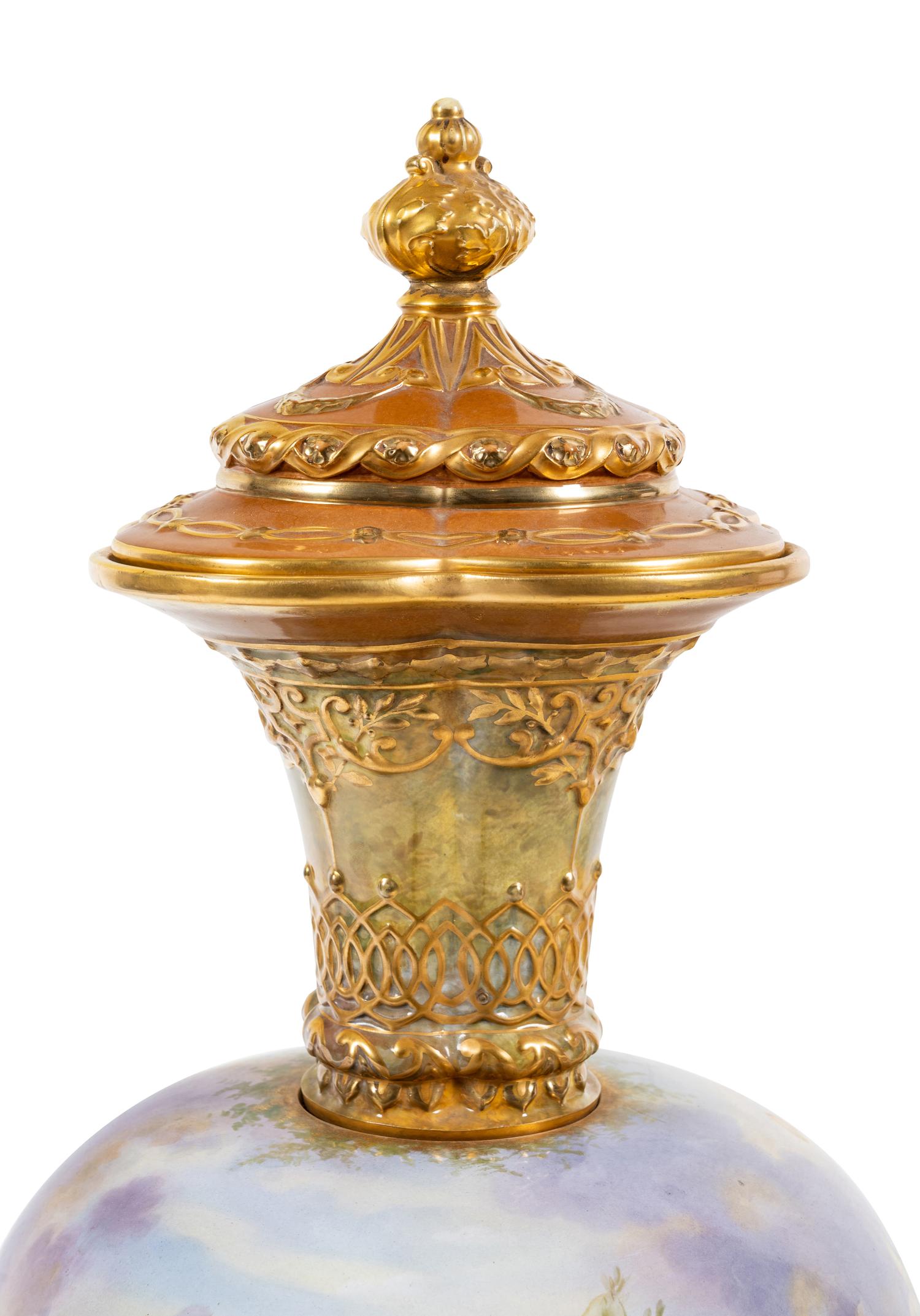 A Large Royal Bonn Painted Porcelain Vase and Cover