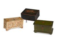 Three Folk Art Painted Wood Boxes