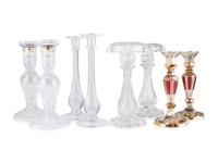Four Pairs of Glass Candlesticks