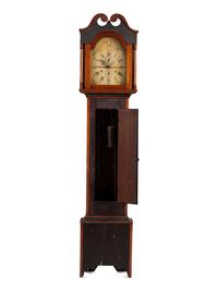 A Federal Painted Pine Wooden Works Tall Case Clock