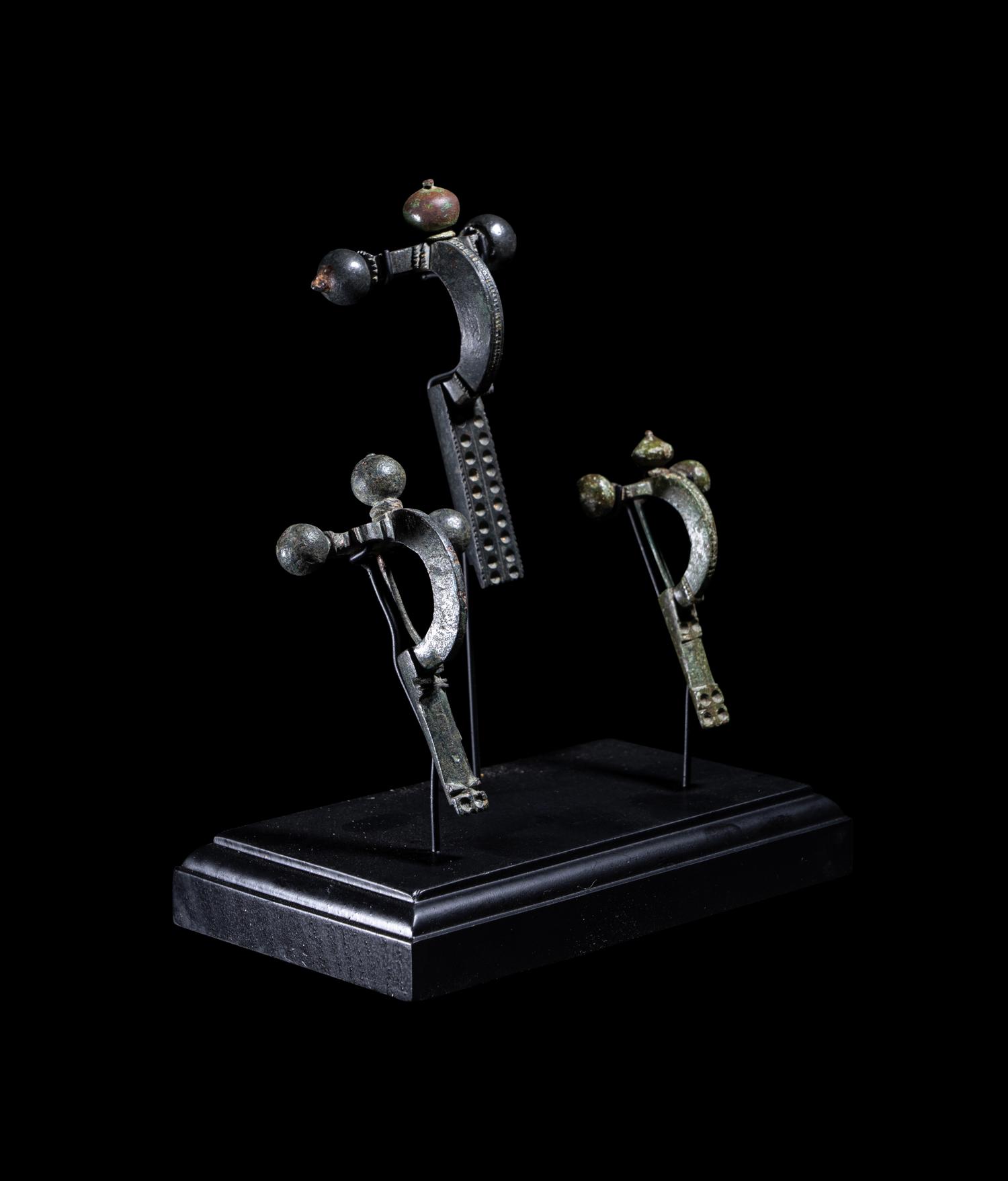 Three Roman Bronze Crossbow Fibulae