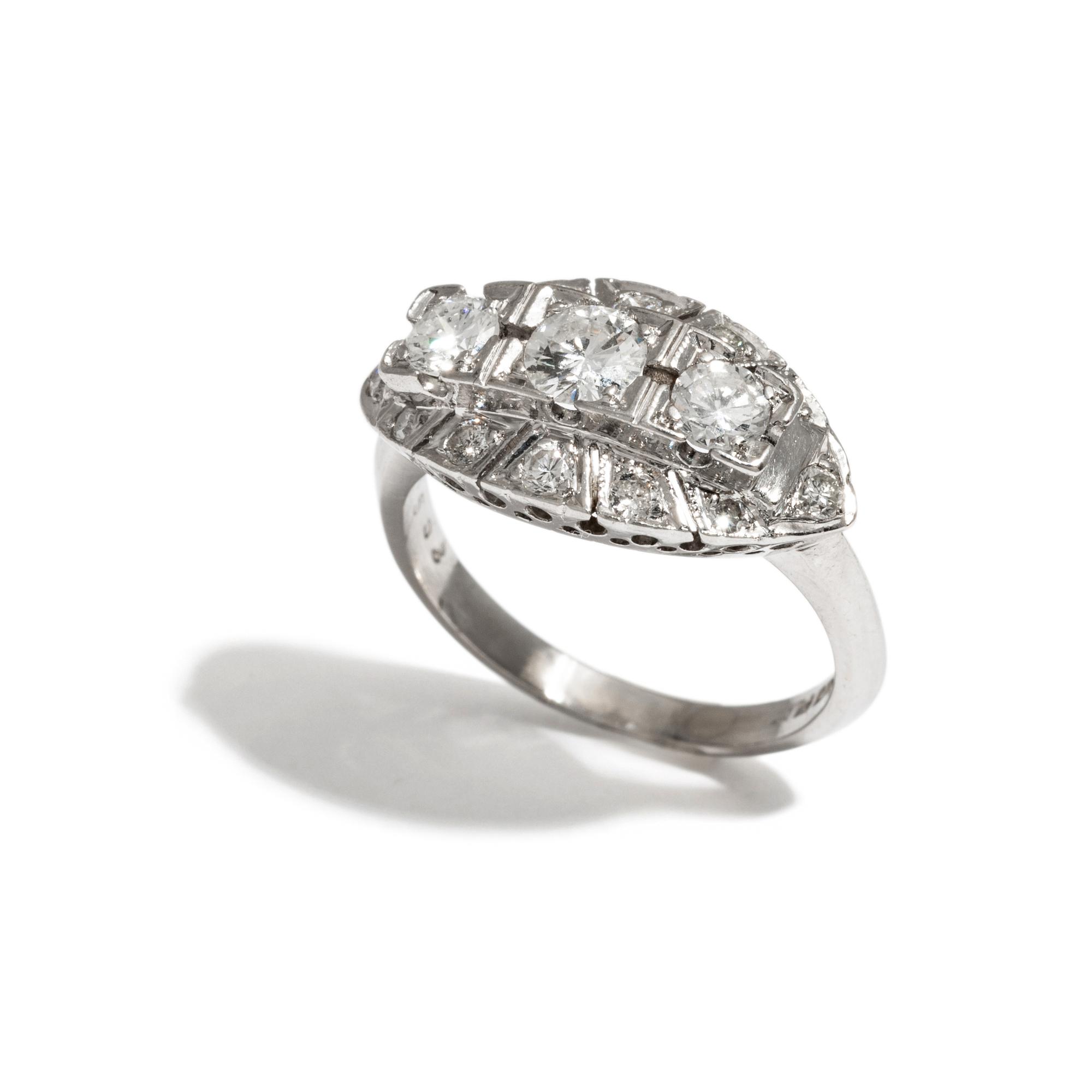 VINTAGE, PLATINUM AND DIAMOND RING