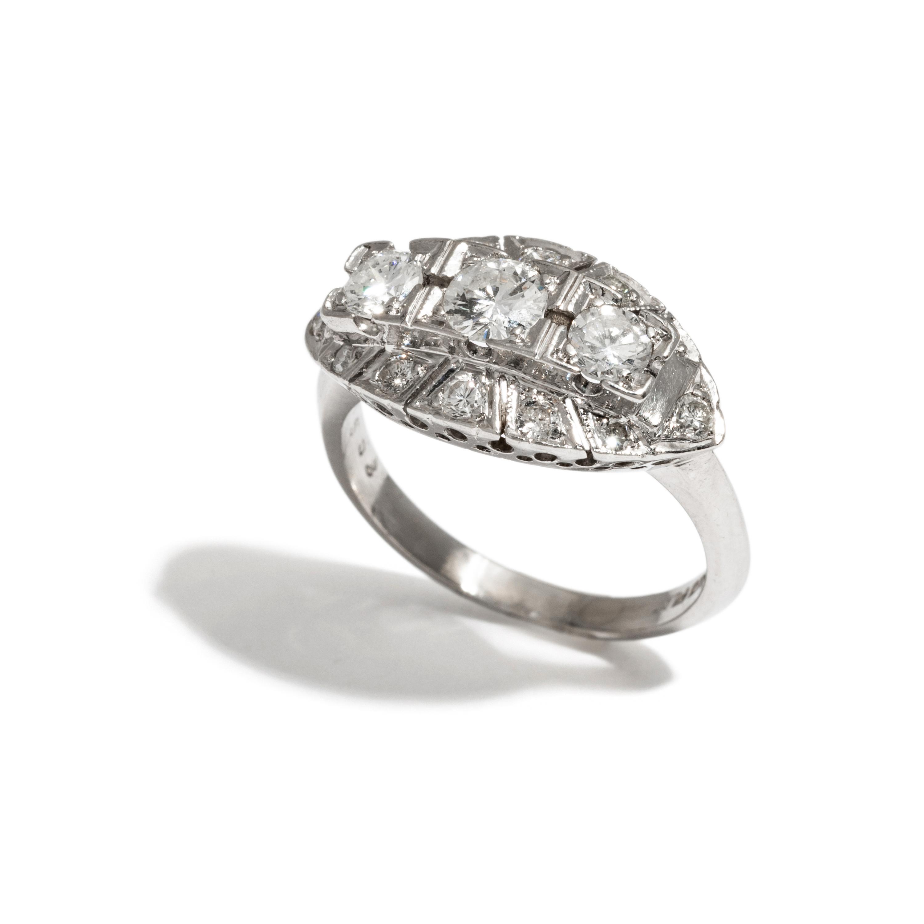 VINTAGE, PLATINUM AND DIAMOND RING