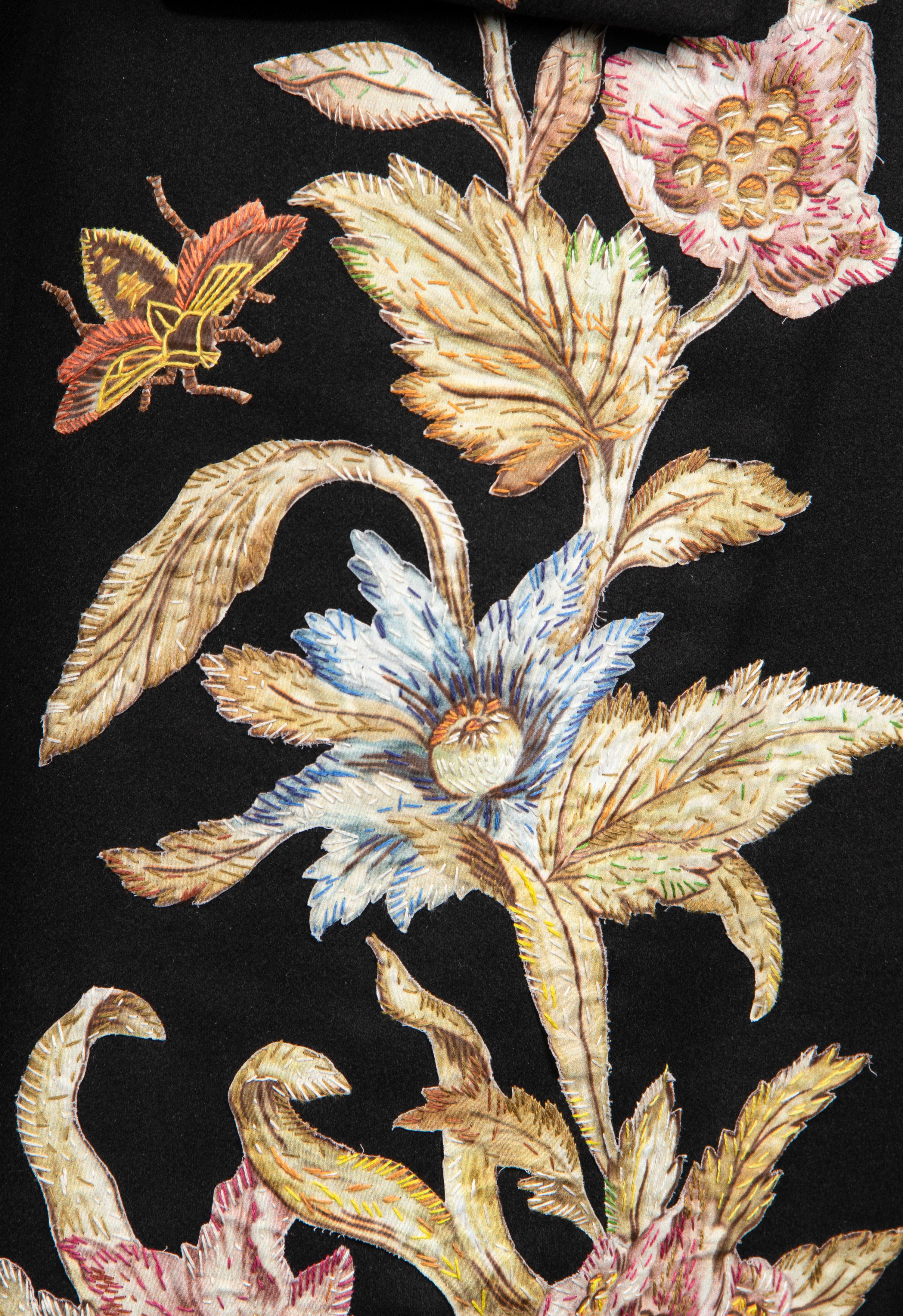 Christian Dior Wool Coat with Floral Appliqué and Embroidery, Fall 2018