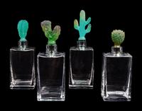 Four Daum Pâte-de-Verre Cactus Decanters