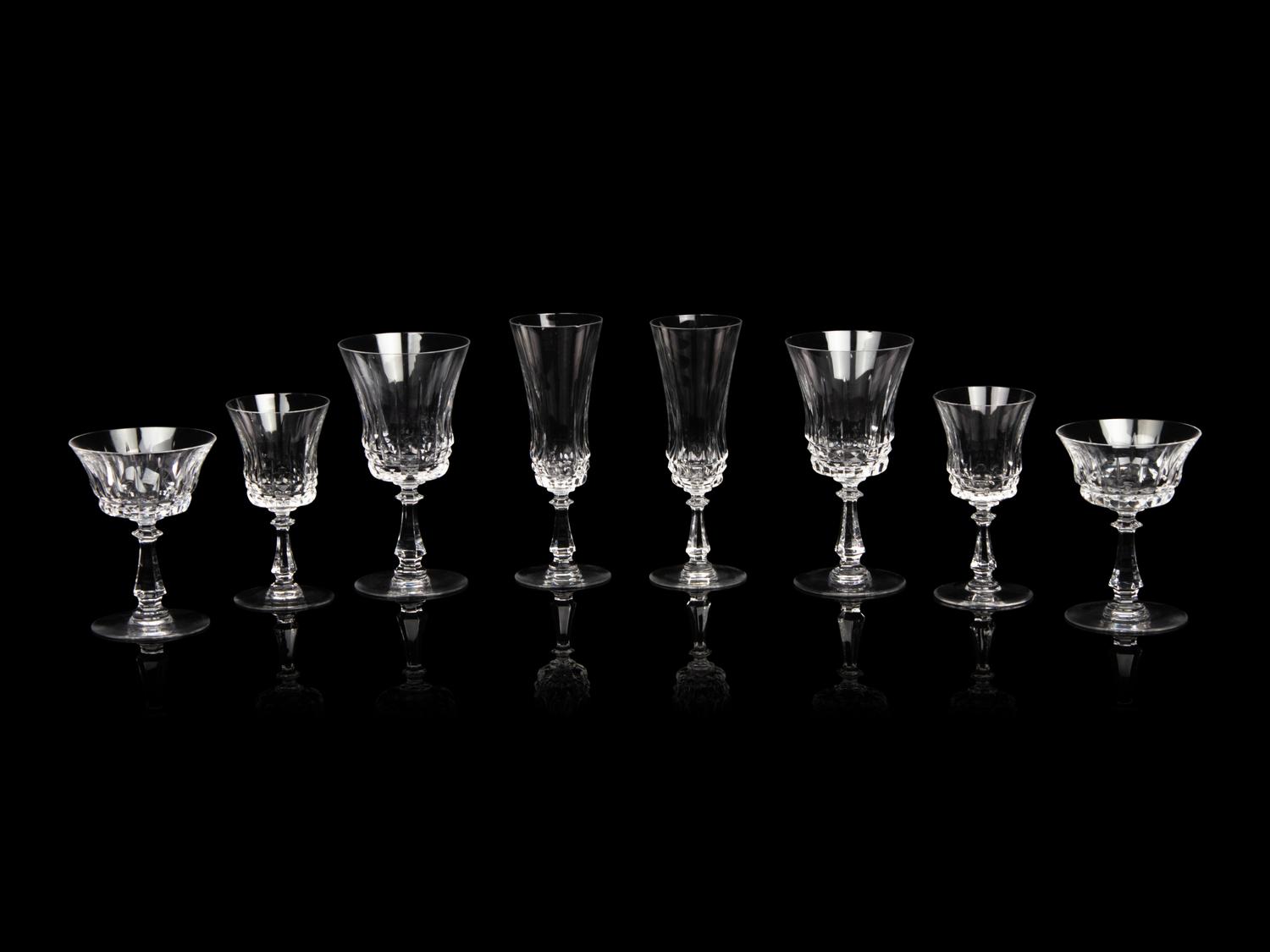 A Val Saint Lambert Cut Glass Stemware Service