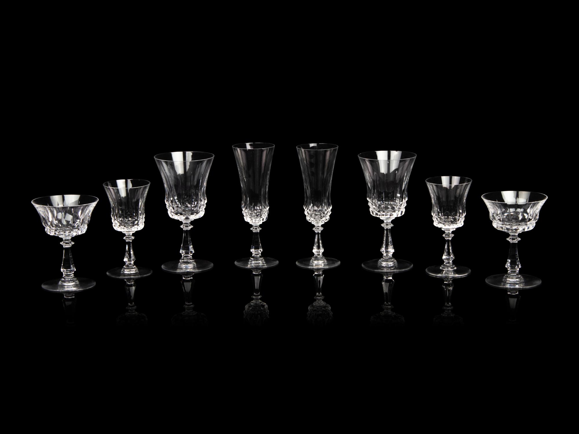 A Val Saint Lambert Cut Glass Stemware Service