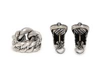 DAVID YURMAN, STERLING SILVER AND DIAMOND SET