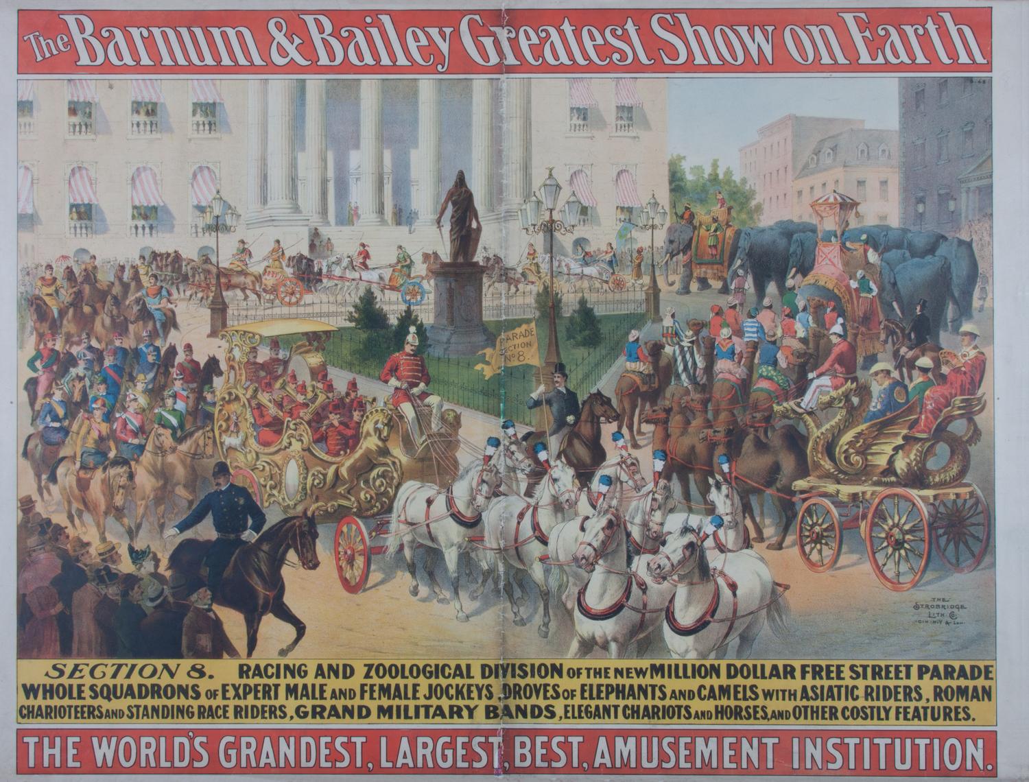 A Barnum and Bailey Advertising Print, , The Barnum and Bailey Greatest Show on Earth, depicting "Section 8", color lithograph (centerf