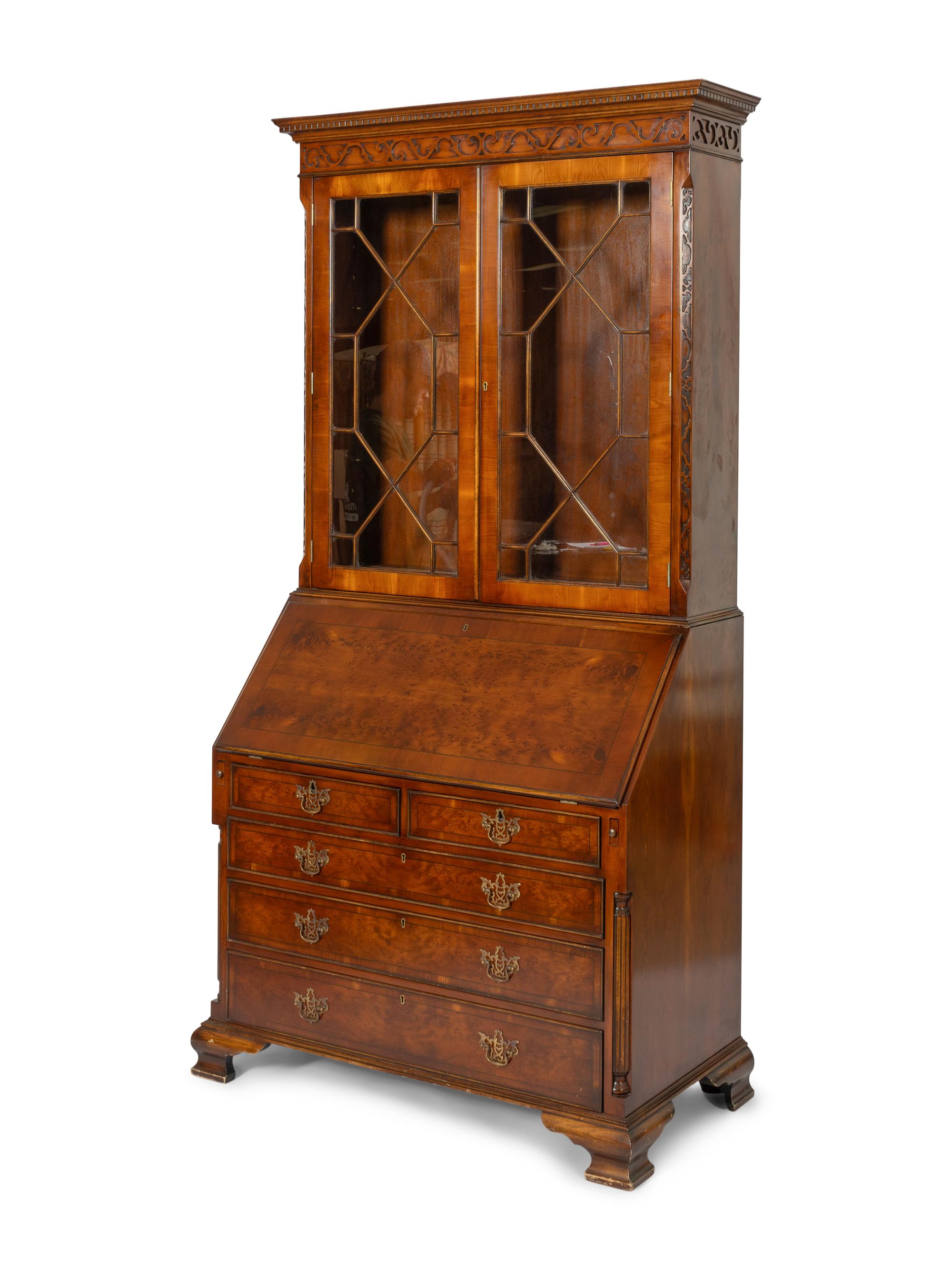 A George III Style Mahogany Bureau Bookcase