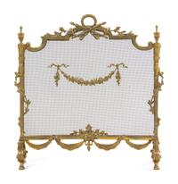A Louis XVI Style Gilt Metal Fire Screen