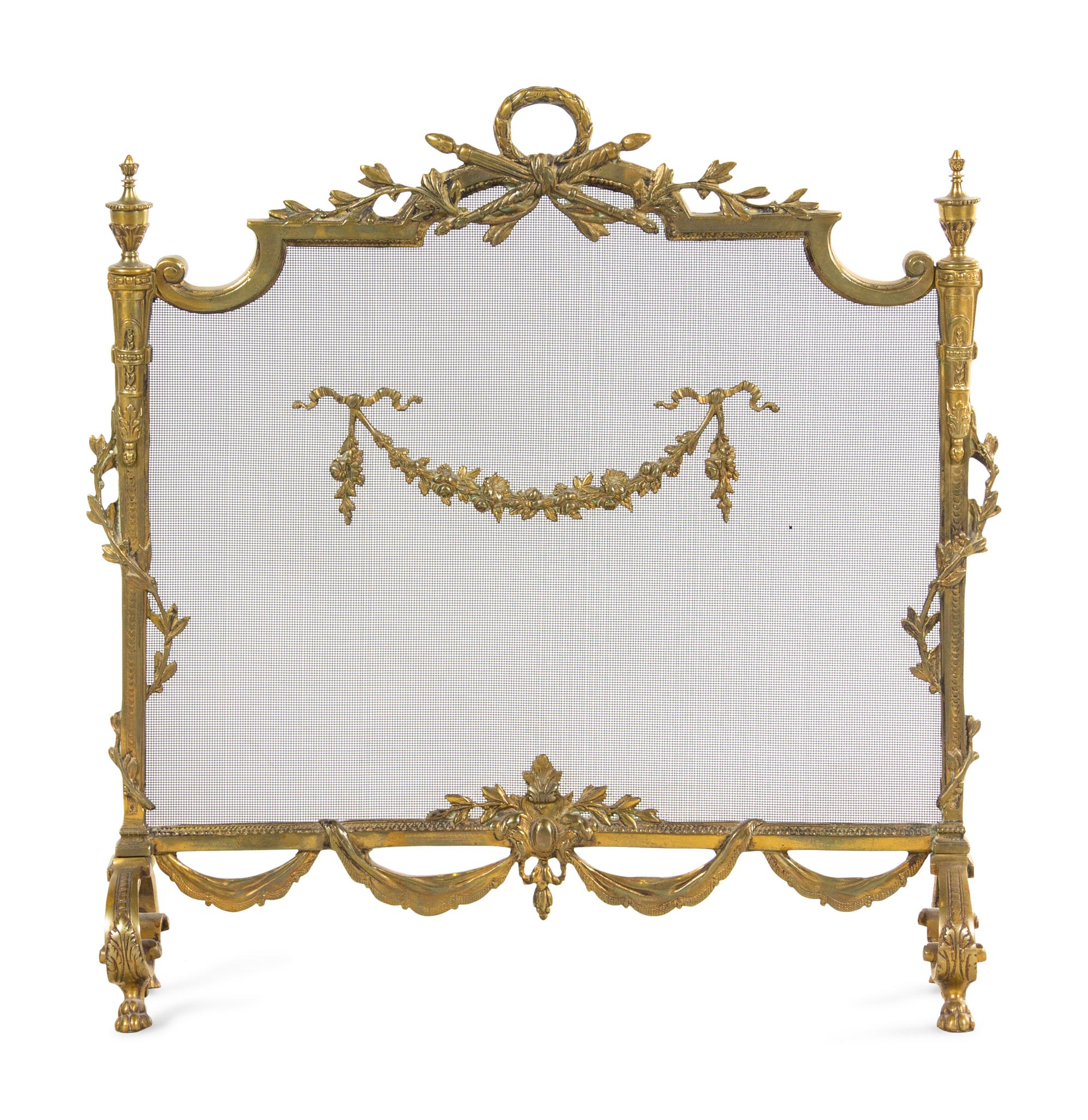 A Louis XVI Style Gilt Metal Fire Screen