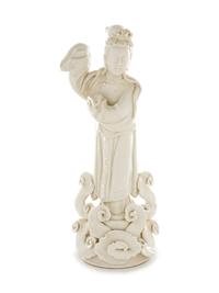 A Chinese Blanc-de-Chine Porcelain Figure of Guanyin