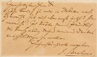 BRAHMS, Johannes (1833-1897). Autograph letter signed ("J. Brahms"), to Dr. Hartmann of the Musikhaus Gesellschaft. Frankfurt, [n.d.].