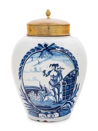 A Delft Blue and White Tobacco Jar