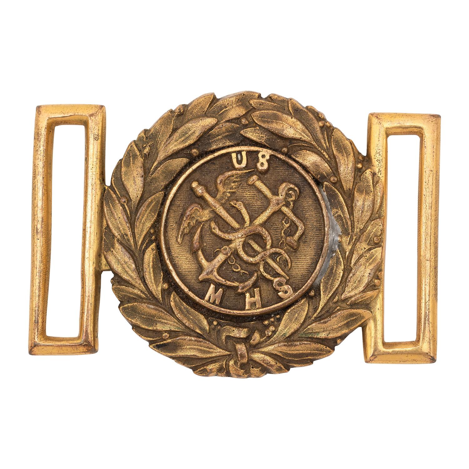 Rare Marine Hospital Service Tongue & Wreath Belt Plate