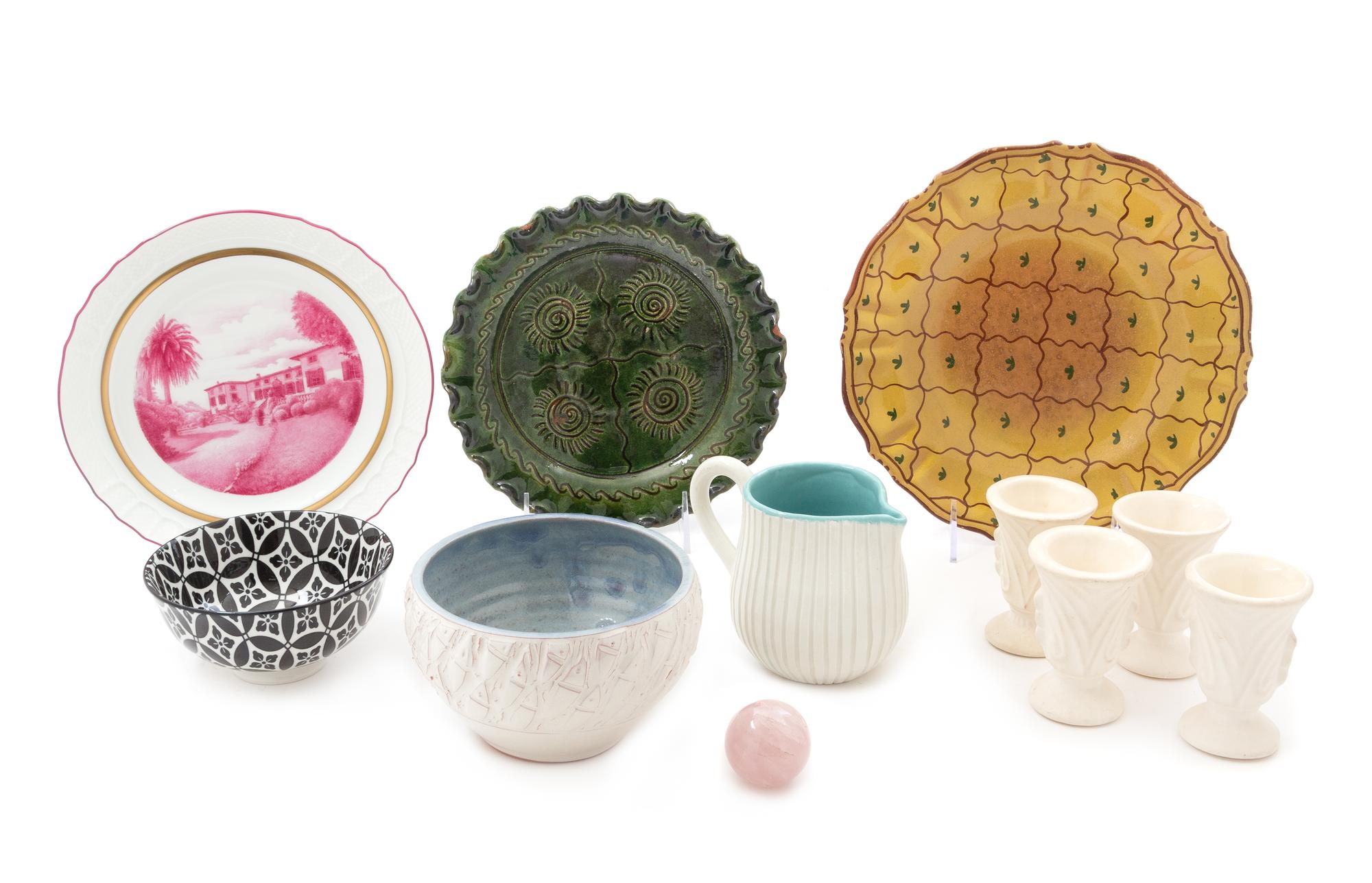 A Group of Modern Ceramic Articles Diameter of first 8 inches.