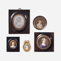 French and Continental School 19th century Group of Five Portrait Miniatures of Children, various artists, first half 19th century