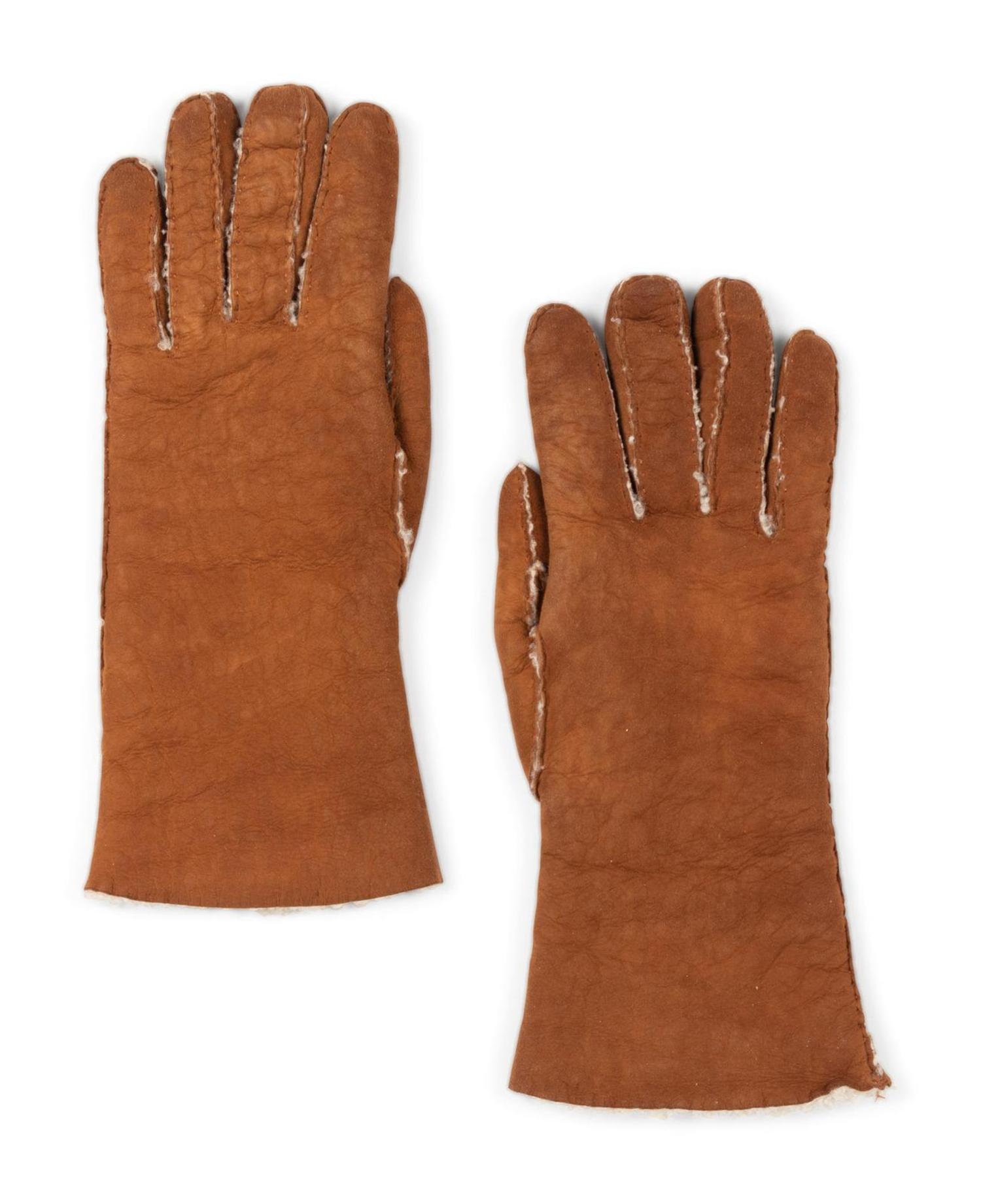 Hermès Black Leather Wallet, 2012 and Hermès Shearling Gloves
